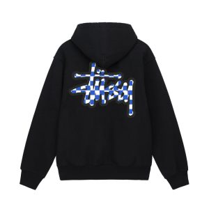 CHECKER STOCK HOODIE-BLACK